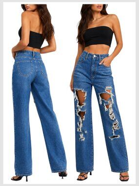 Anthropologie Pilcro Joey Straight Jeans Distressed High Rise 25
